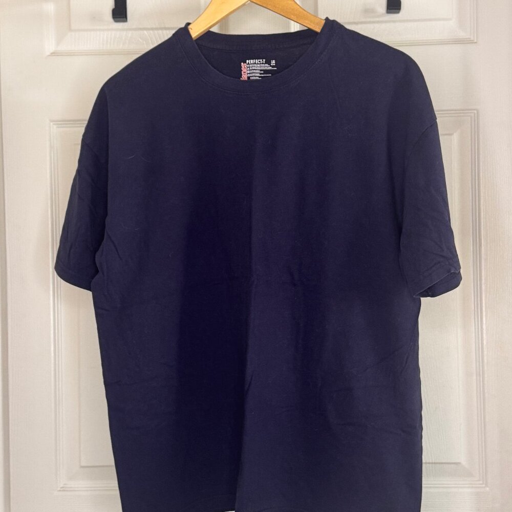 Hanes Mens Blue Perfect Fit Cotton T-shirt in XL